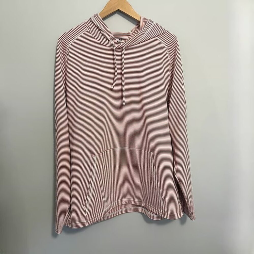 Rhone Seersucker Rec Hoodie Nantucket Red / Pink White Stripe Men’s Size XXL